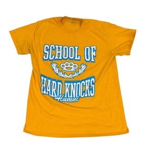 MSON School of Hard Knocks Alumni Graphic T-Shirt Mens Medium Yellow Made in USA